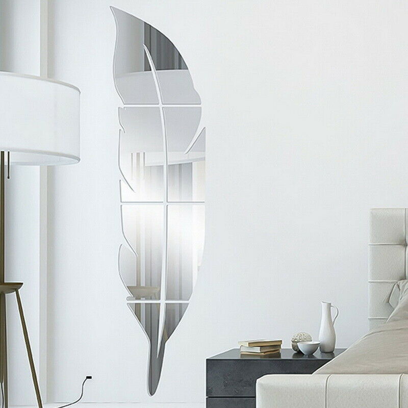 DIY Wall Mirror Sticker Feather Pattern
