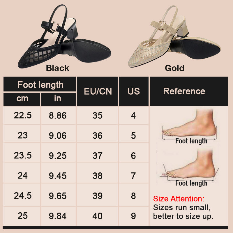 Pointy Toe Ankle Strap Rhinestone Sandals