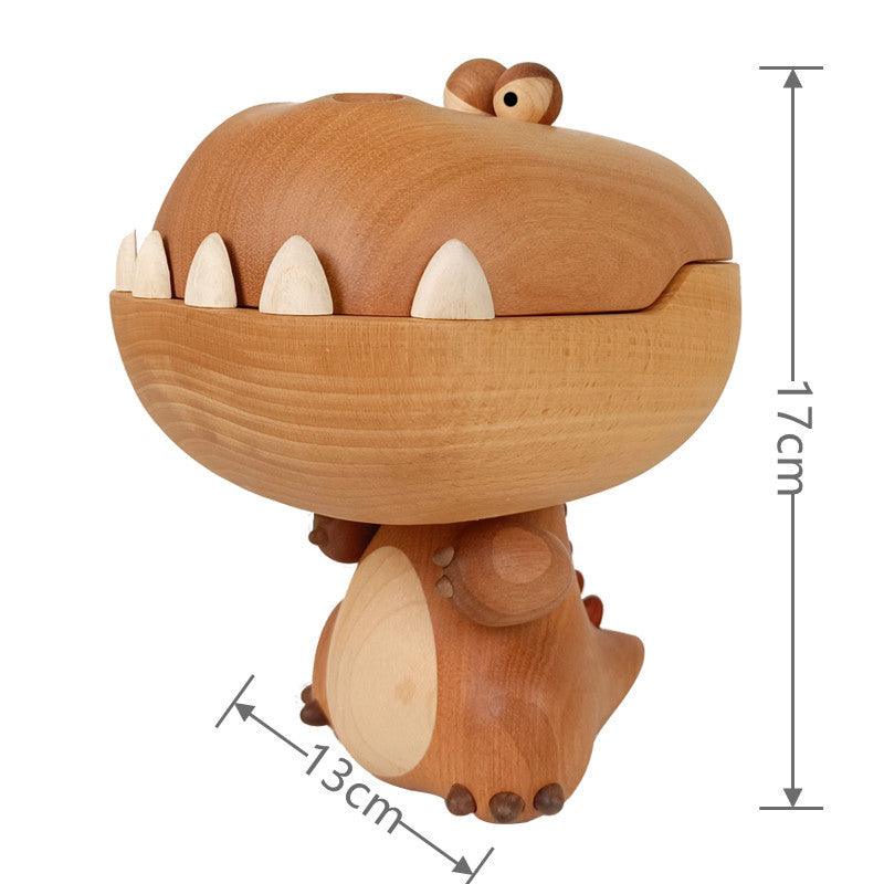 Hungry Big Mouth Dragon Storage Box Desktop Ornament Wooden