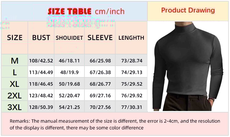 Mens High Neck Slim Fit Long Sleeve T-shirt