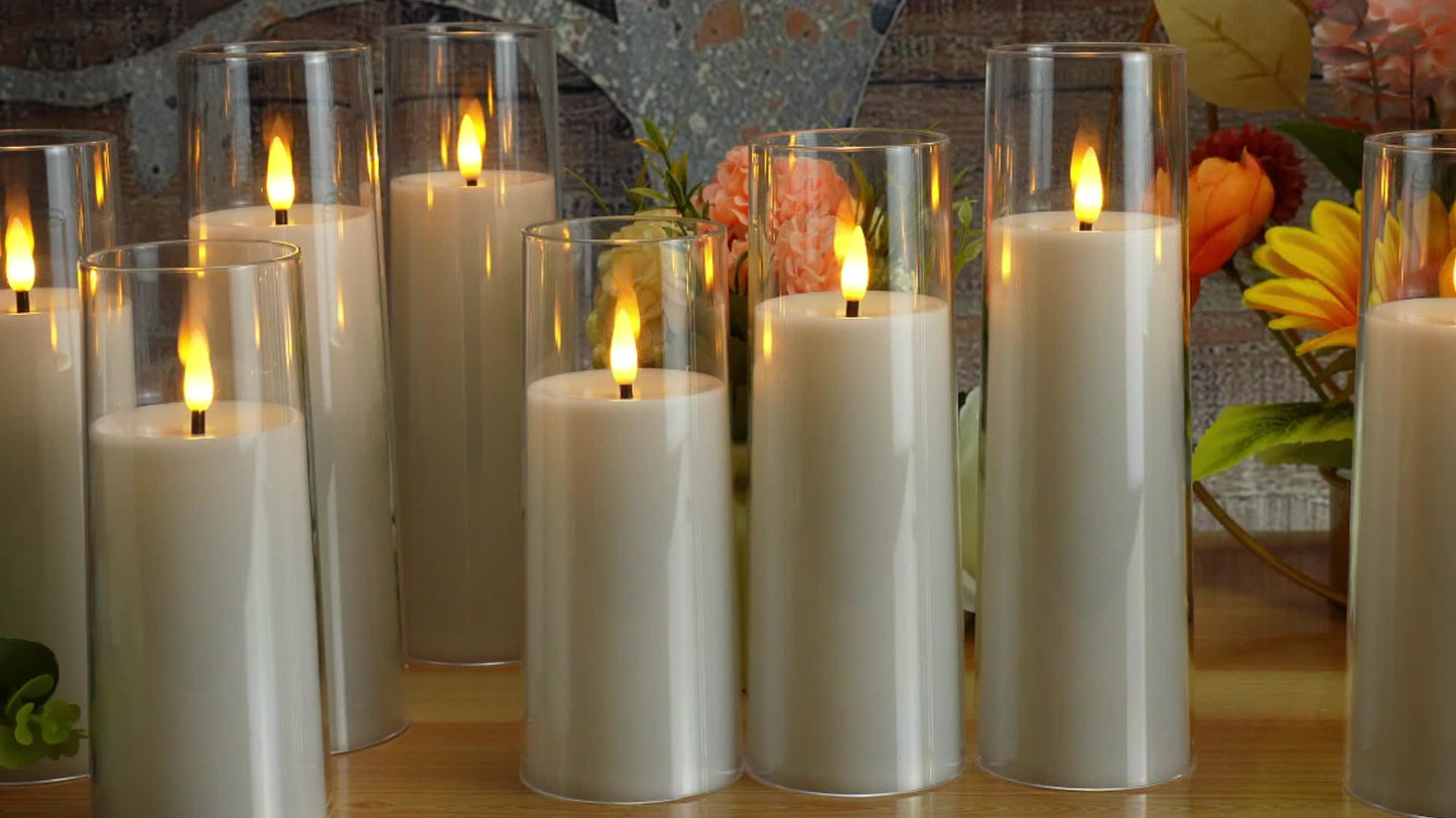 5-Pack Flameless LED Candles with Remote and Timer (D2.3"xH5"5"6"7"8") - White for Christmas, Halloween, Wedding