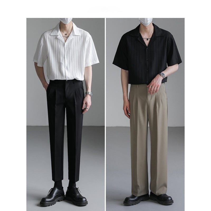 Thin Short-Sleeve Shirt For Men With Cuban Collar