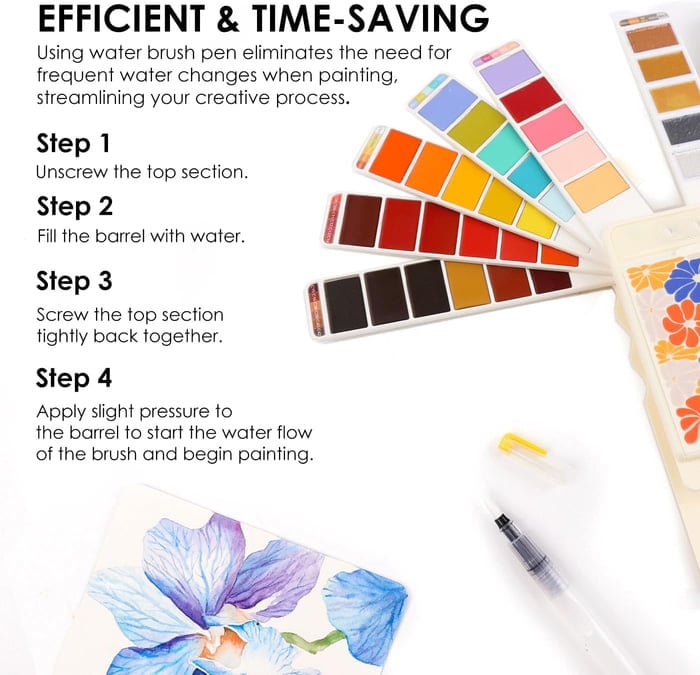 🎨Foldable Watercolor Set Of 56 With Water Brush Pen