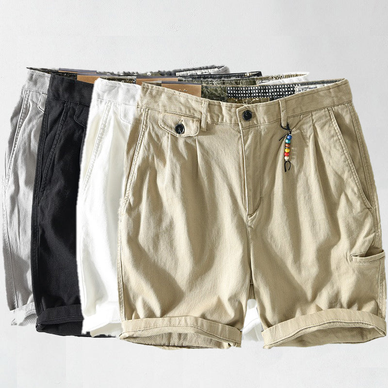 Men's Solid Color Cotton Casual Shorts