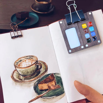 Portable Walnut Watercolor Palette