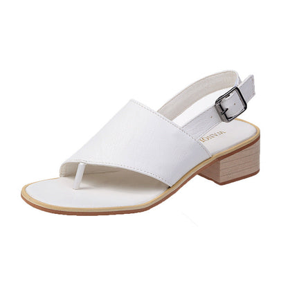 Casual Rhinestone Hollow Chunky Heel Shoes And New Belt Buckle Solid Color Plus Size Women's Sandals