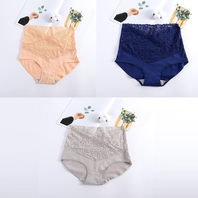 Women's High Waist Cotton Lace Panties