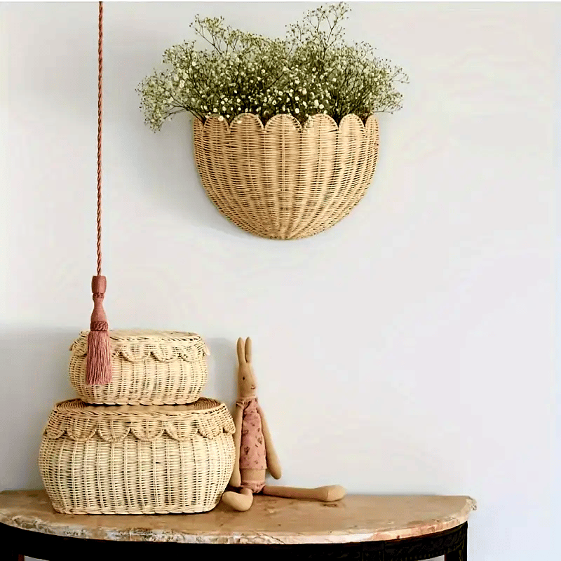 Chic Handwoven Rattan Wall Basket