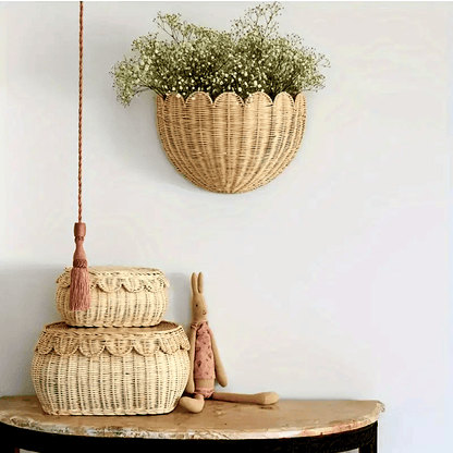 Chic Handwoven Rattan Wall Basket
