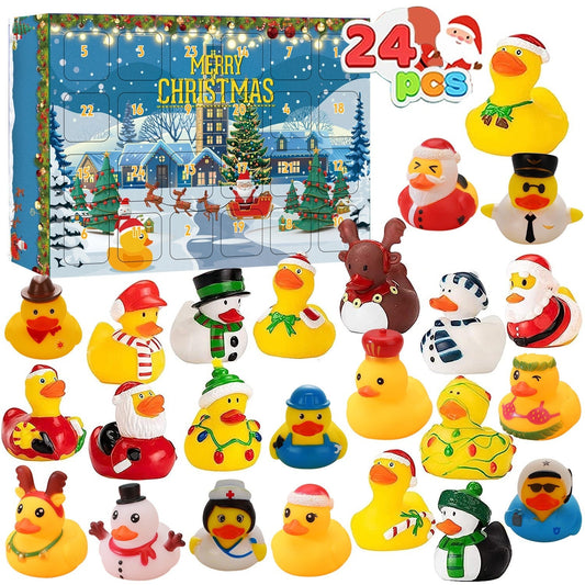 🦆24 Pcs Countdown Christmas Rubber Ducks Advent Calendar