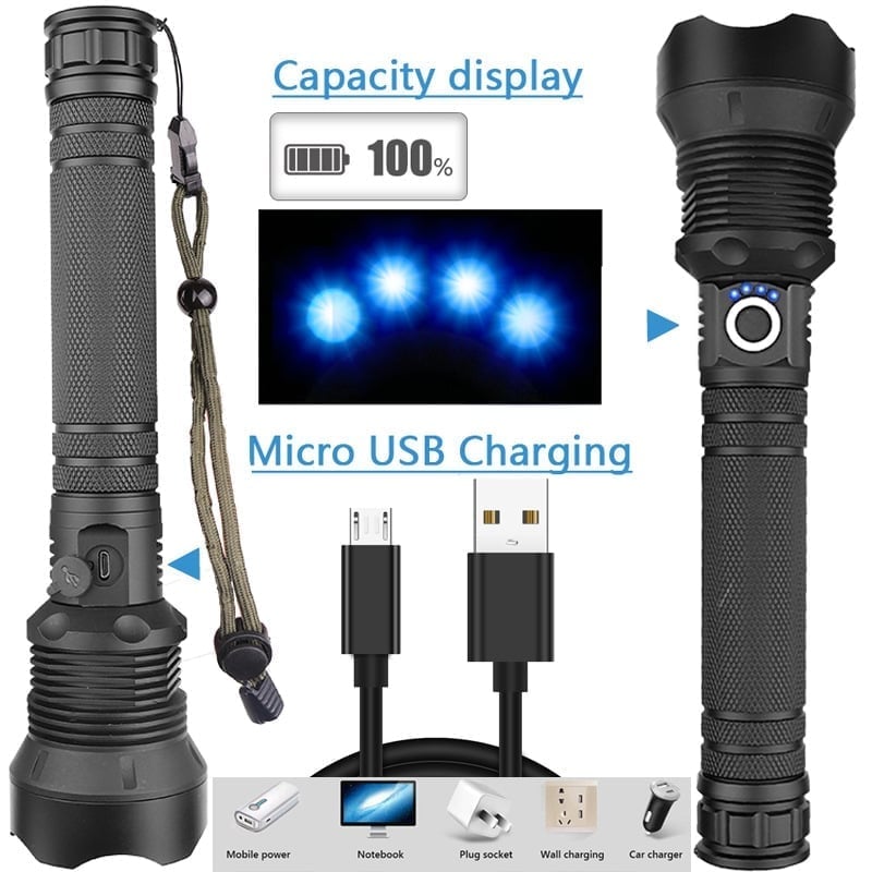 LED Rechargeable Tactical Laser Flashlight High Lumens-Buy 2 Free Shipping