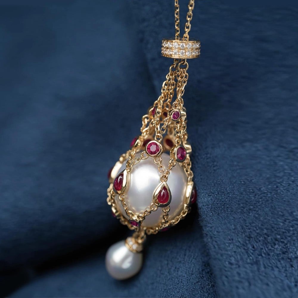 Pearl&GemstoneLavalierPendant