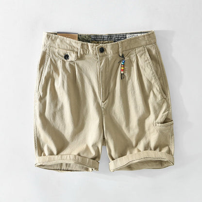 Men's Solid Color Cotton Casual Shorts