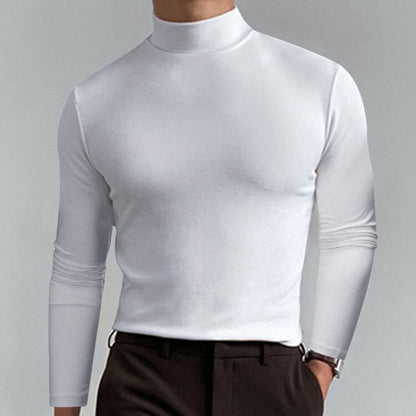 Mens High Neck Slim Fit Long Sleeve T-shirt