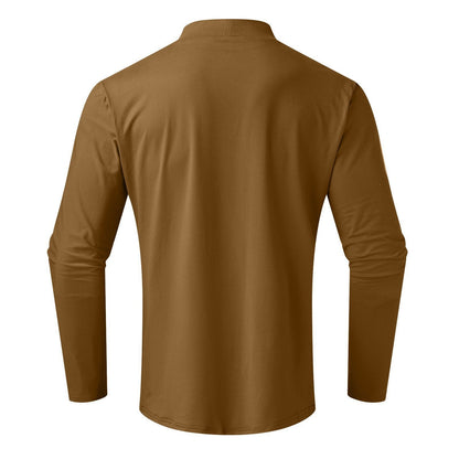 Mens High Neck Slim Fit Long Sleeve T-shirt