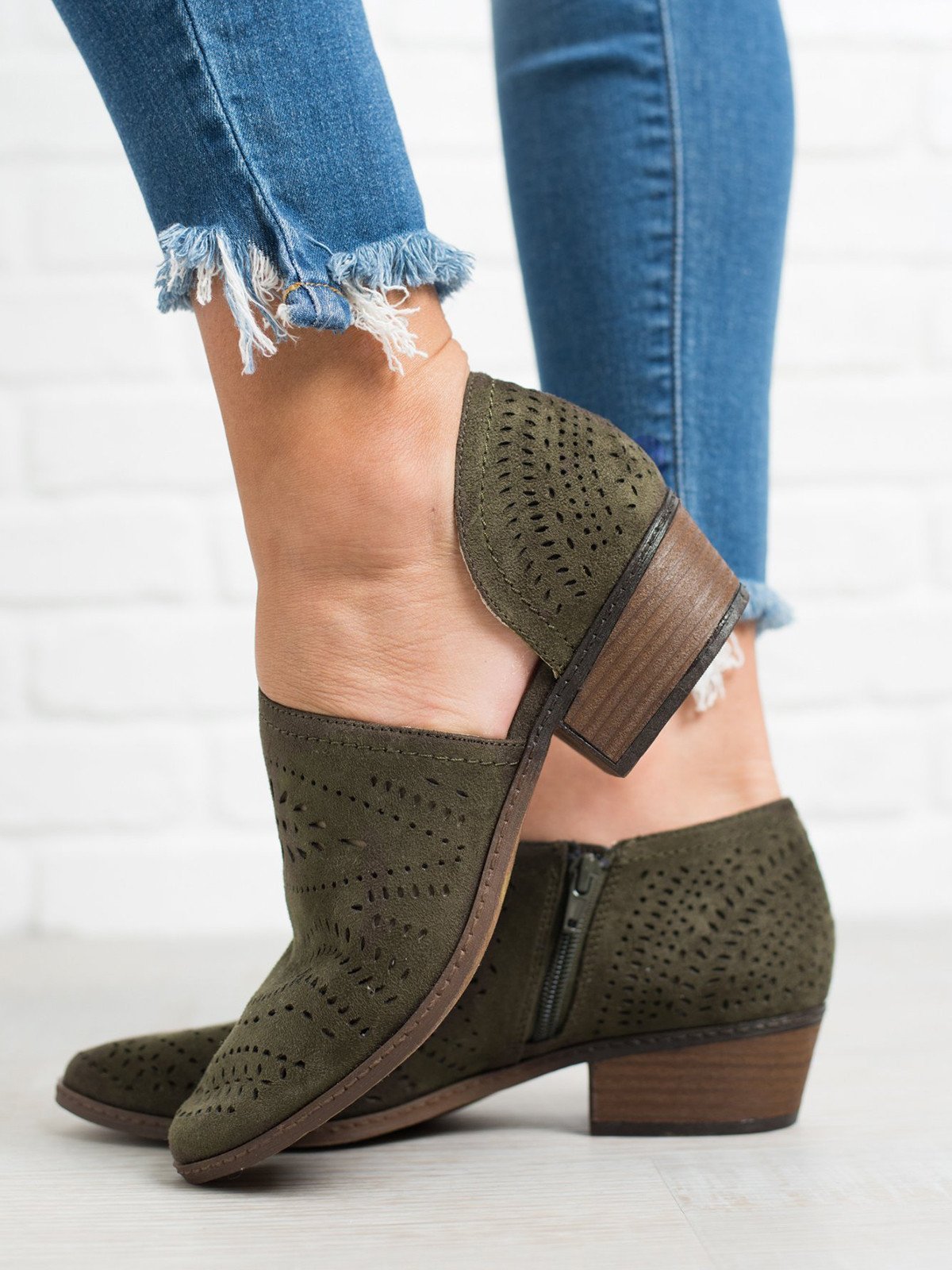 Faux Suede Zipper Ankle Boots