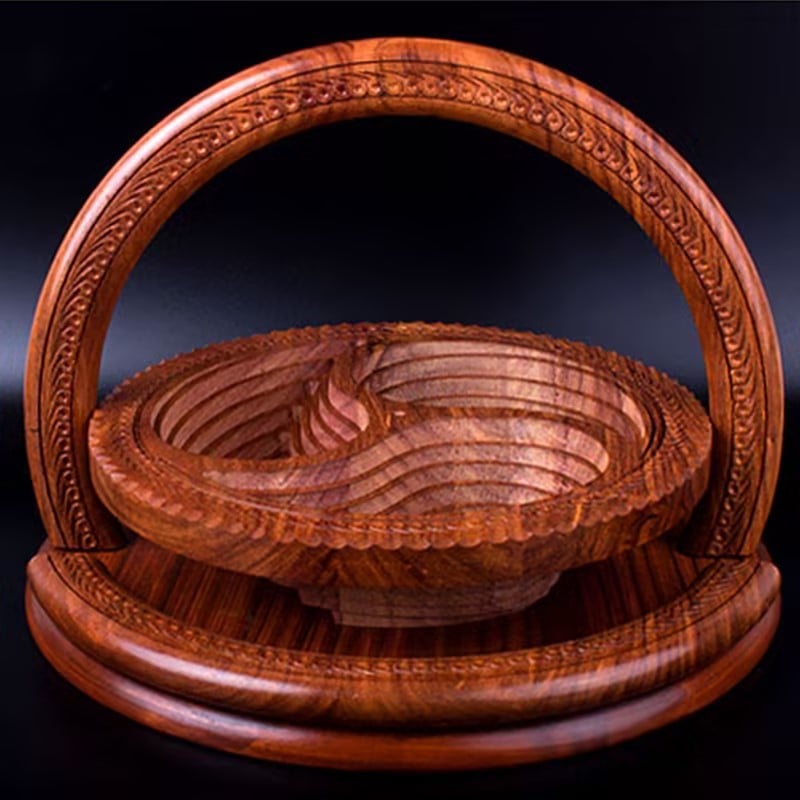 Handmade wood carving fruit plate