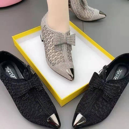 Casual Rhinestone Hollow Chunky Heel Shoes And New Belt Buckle Solid Color Plus Size Women's Sandals