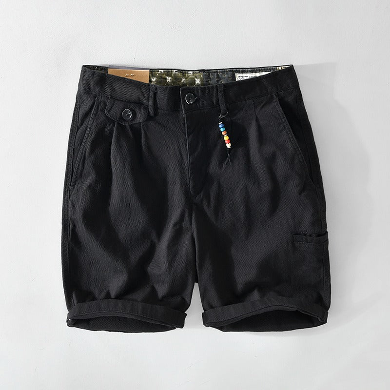 Men's Solid Color Cotton Casual Shorts