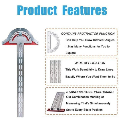 🔧Ultra Precision Marking Ruler Square T Type Woodworking Scriber Measuring Tool