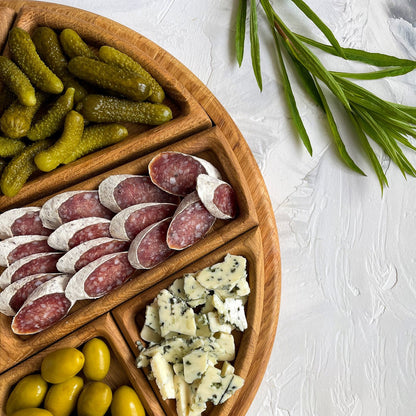 Puzzle Serving Tray-Oak Wood with Removable Compartments