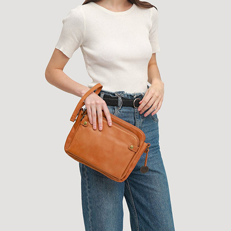 Three-Layer Leather Crossbody Shoulder & Clutch Bag