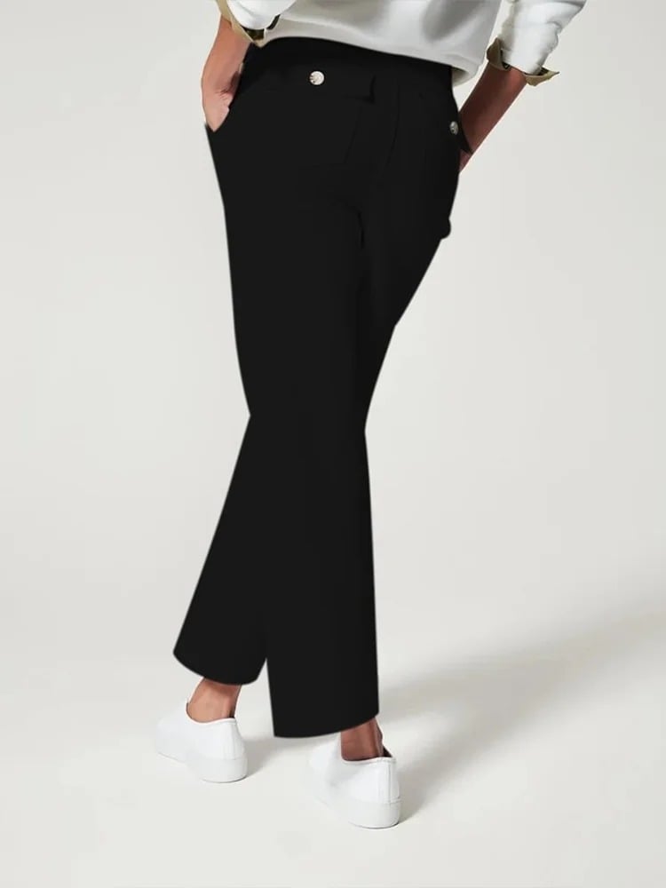 Tummy Control Twill Cropped Wide Leg Pant