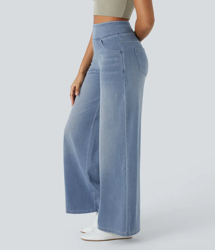 Super Stretch High-Waisted Wide Leg Jeans