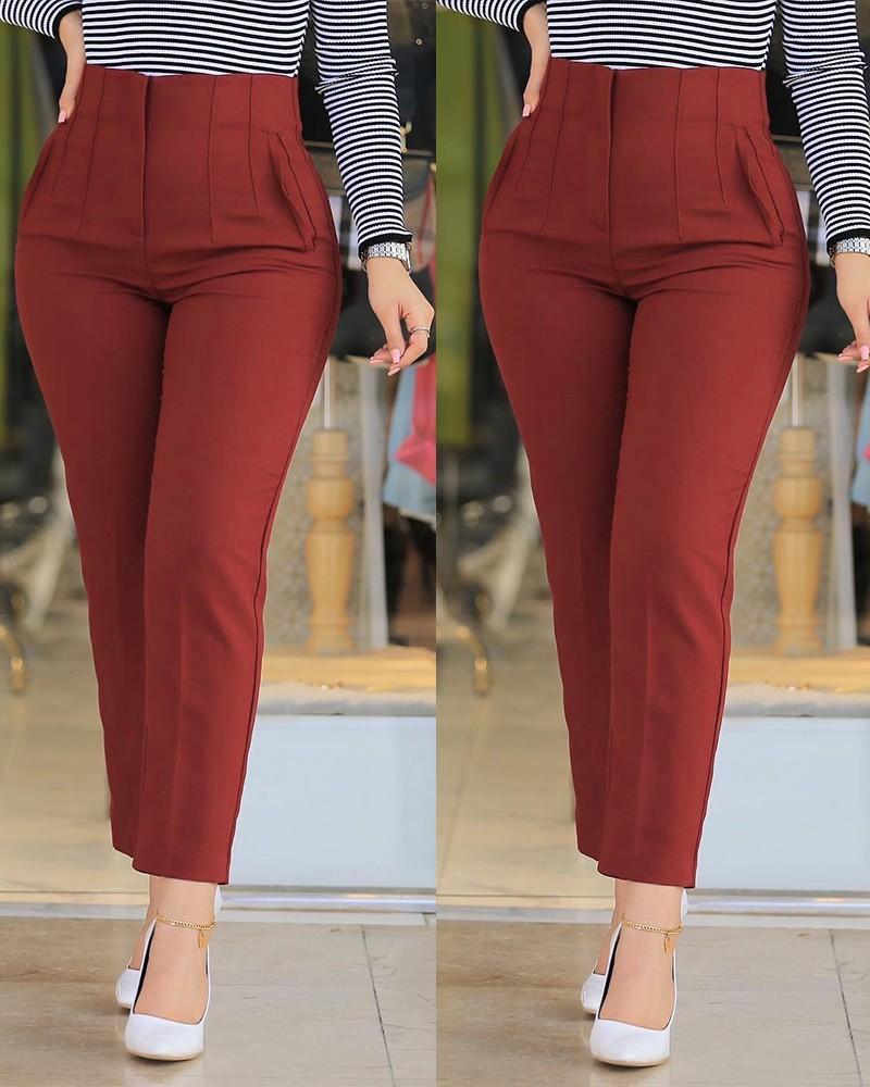 Pleat High Waist Pants (Buy 2 Get Free Shipping)