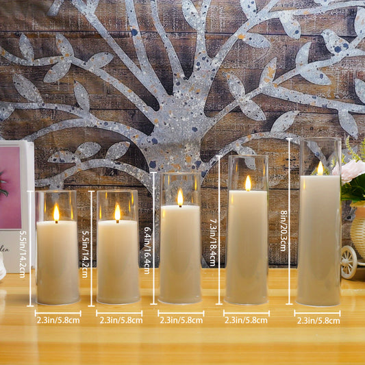 5-Pack Flameless LED Candles with Remote and Timer (D2.3"xH5"5"6"7"8") - White for Christmas, Halloween, Wedding