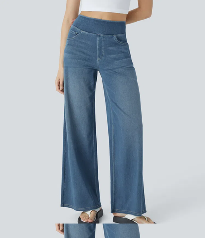 Super Stretch High-Waisted Wide Leg Jeans