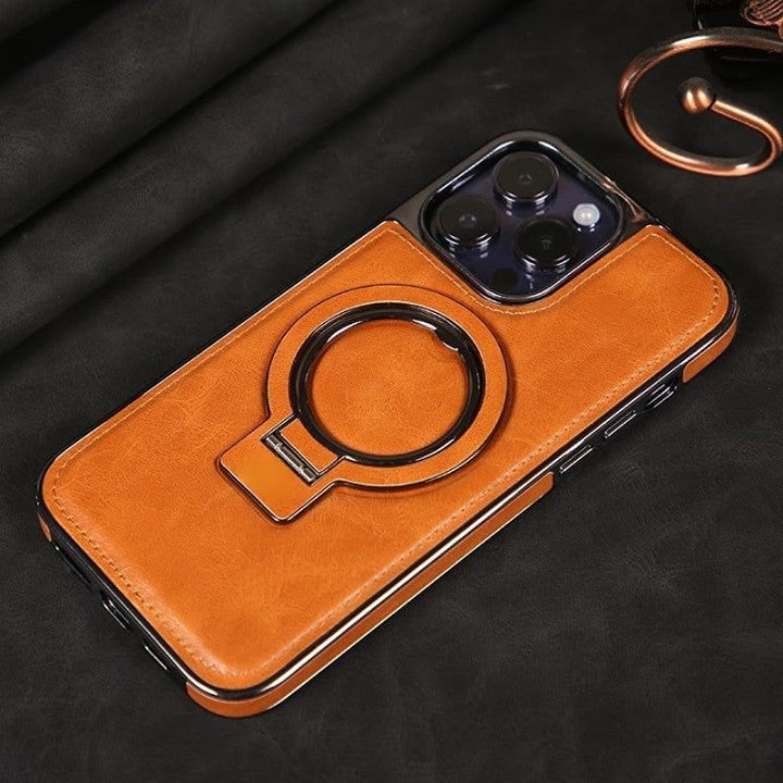 Luxury Leather Invisible Stand iPhone Case