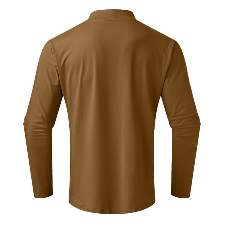 Mens High Neck Slim Fit Long Sleeve T-shirt