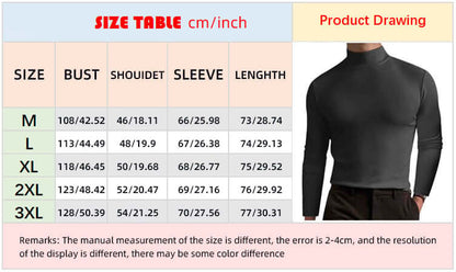 Mens High Neck Slim Fit Long Sleeve T-shirt