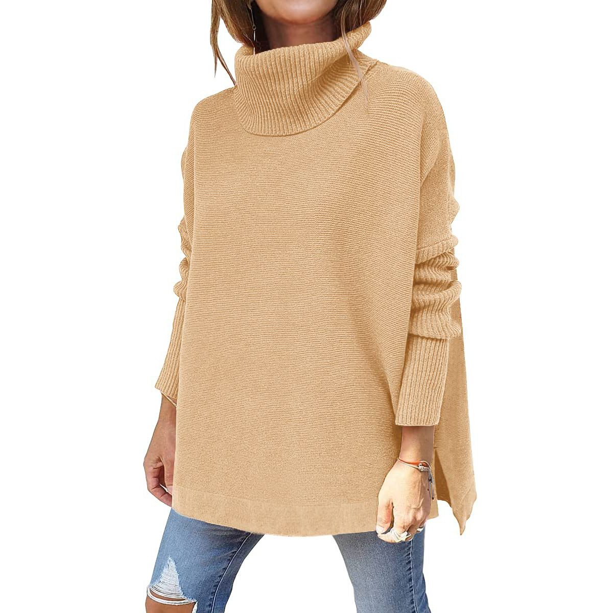 Women's Turtleneck Oversized Sweater Mid Length