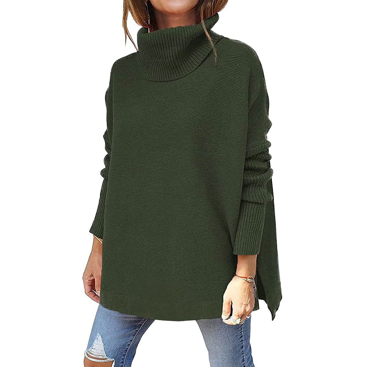 Women's Turtleneck Oversized Sweater Mid Length