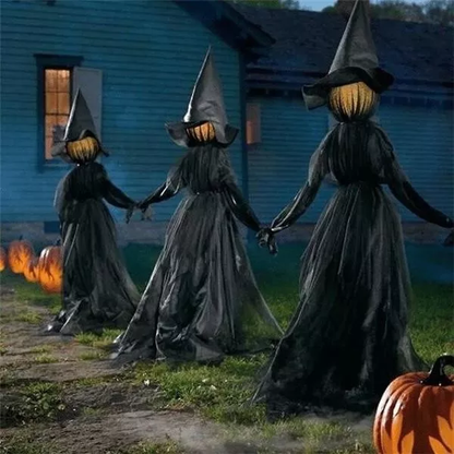 👻Lighted Halloween Triplets Witch Decoration Set