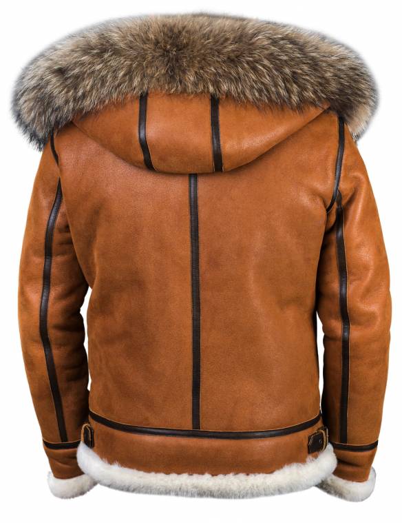 BOMBER B-3 SHEEPSKIN JACKET HOODED WHISKEY[FREE SHIPPING TODAY]