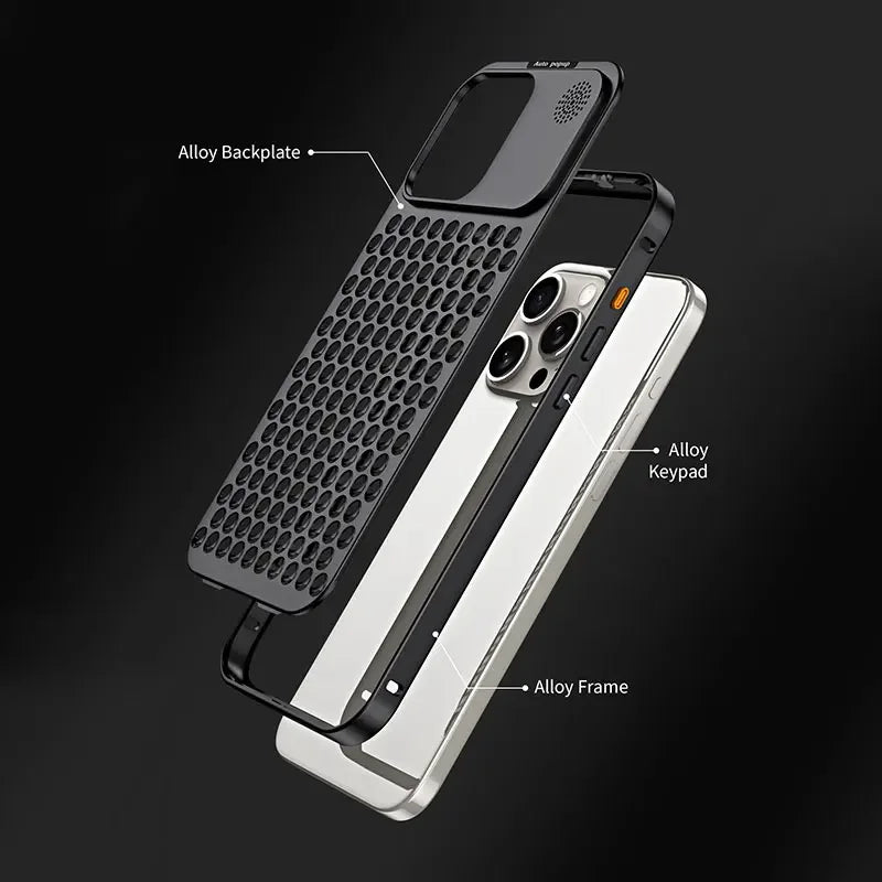 Breathable Perfume Aluminum alloy Heat Dissipation Phone Case For iPhone 12 13 14 15 Pro Max Plus Detachable Cover