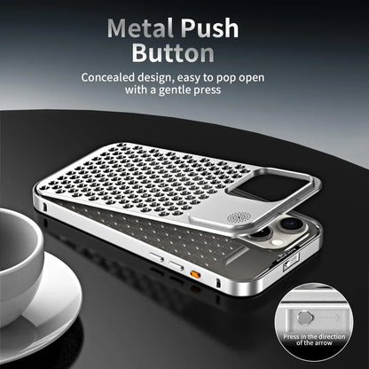 Breathable Perfume Aluminum alloy Heat Dissipation Phone Case For iPhone 12 13 14 15 Pro Max Plus Detachable Cover