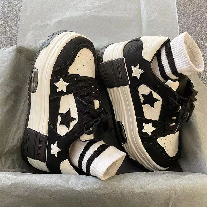 Women's Casual Sneakers Star Skateboard Trainers Mix Colors Running Sport Shoes Tennis Shoes Skate Flats Outdoor Walking Sneaker