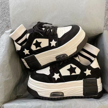 Women's Casual Sneakers Star Skateboard Trainers Mix Colors Running Sport Shoes Tennis Shoes Skate Flats Outdoor Walking Sneaker