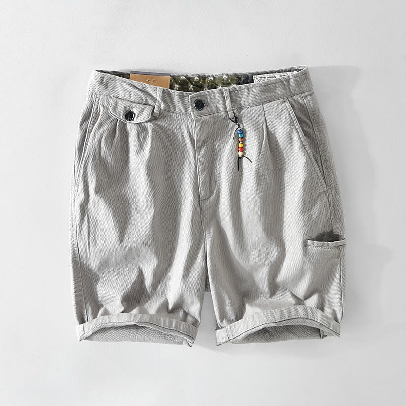 Men's Solid Color Cotton Casual Shorts