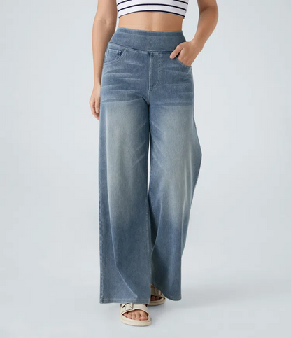 Super Stretch High-Waisted Wide Leg Jeans