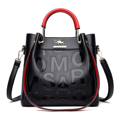 New arrival large capacity soft leather embossed shoulder bag