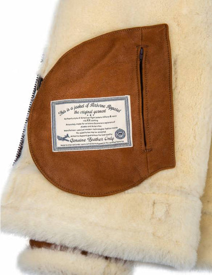 BOMBER B-3 SHEEPSKIN JACKET HOODED WHISKEY[FREE SHIPPING TODAY]