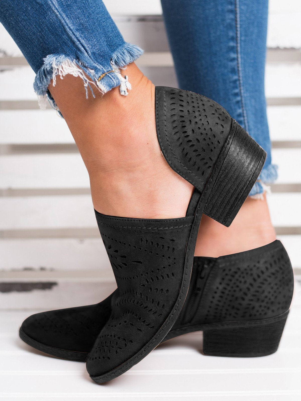 Faux Suede Zipper Ankle Boots