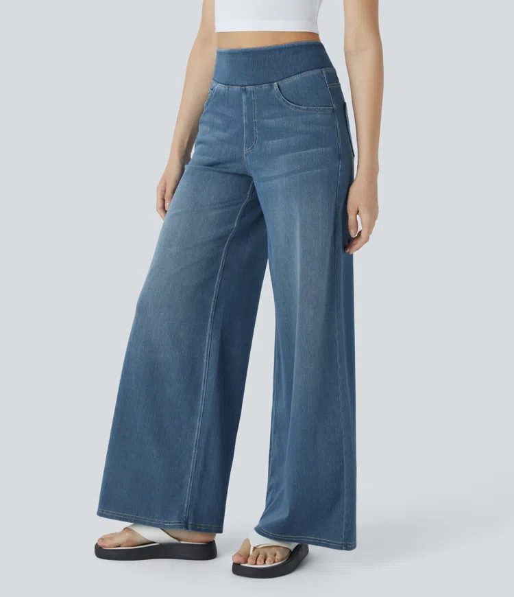 Super Stretch High-Waisted Wide Leg Jeans