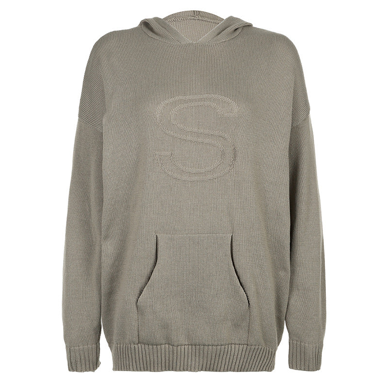 S Embossing Knitting Hoodies