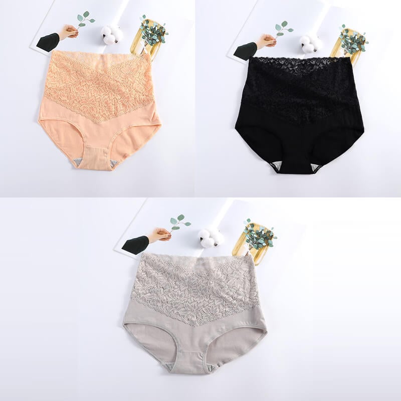 Women's High Waist Cotton Lace Panties